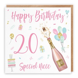 Hunts England - Niece 20th Birthday Card - Happy Birthday - Special Niece - 20 - Champagne Collection