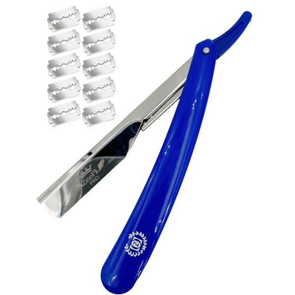 Razors For Men Shave Straight Razor Shaving Rasierer Rasurar Cuchilla Maquina Zeepk RED + 10 Blades Disposable (Blue)