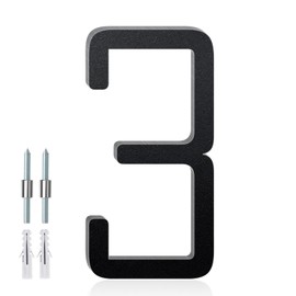 SpNo1-MS 3 Inch Floating Aluminum House Address Numbers Letters, Modern Metal House Numbers for Outside, Black Metal Door Address Letter and Number for Home Garden Office Apartment (3)