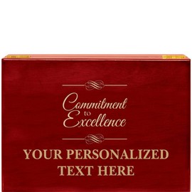 Crown Awards Commitment to Excellence Rosewood Humidor Gift, Customize with Your Own Text Engraving Prime