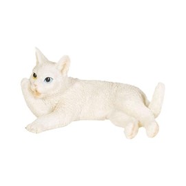 Uvia Relaxing White Cat (Mini) 2.6 x 1.6 x 1.3 inches (6.5 x 4 x 3.3 cm) Doll Figurine Figurine Animal Garden Decoration Cat H24019