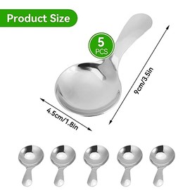 5 Cucharas De Mango Corto Plateadas, Mini Cuchara De Mango Corto De Acero Inoxidable Cuchara Redonda De Helado Para Té Café Postre Azúcar Condimento Para Niños(Plata)