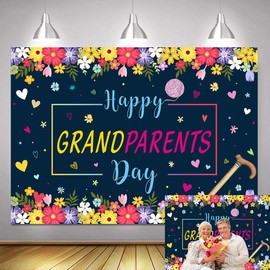 7x5ft Happy Grandparents Day Backdrop Grandparents Day Party Photography Background School Event Retirement Love Grandma Grandpa Decorations Banner Family Gatherings Photo Booth Props