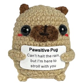 Krinisou Pug Gifts for Pug Lovers, Positive Crochet Dog Pug Decor, Emotional Inspirational Thinking of You Grief Gifts for Women Best Friends