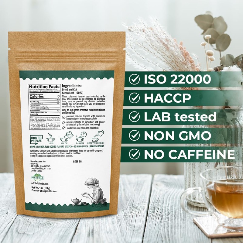 4 oz. Senna Leaf Senna Leaves Tea Bags Herbal Tea