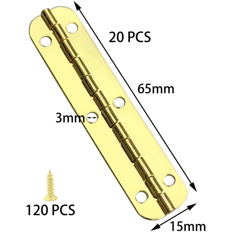 20 PCS Mini Extended Hinges for Small Boxes with Screws