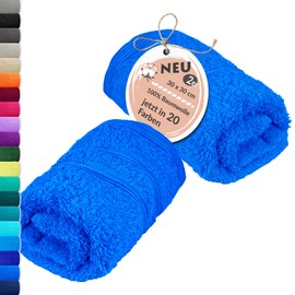 Lashuma Baby Washcloth 30 x 30 cm, London Set of 2 Boys Flannels Caribbean Blue, Fluffy Cotton, Ideal for Baby and Children