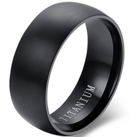 8mm Brushed Matte Solid Titanium Ring Wedding Band (Black, 9.5)