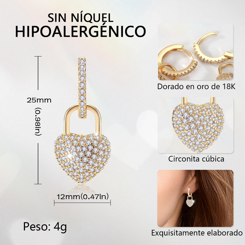 Flor Pendientes de Aro Para Las Mujeres, 18k Chapado en