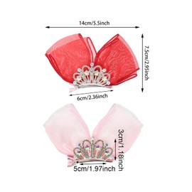 yueton 3PCS Big Cute Ribbon Bow Hair Clips Princess Hairpins Sparkling Alloy Rhinestones Alligator Hair Clips Crown Hair Bows Hair Styling Accessories