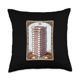 The Tower Pizza Boxes Funny Tarot Card Funny Pizza Throw Pillow