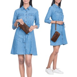 STILORD 'Poppy' 3-in-1 Real Leather Purse for Women Cell Phone Wallet with 12 Card Slots Ladies Clutch Bag with Wrist Strap Long Purse RFID Protection Genuine Leather, Colour:luino - Brown