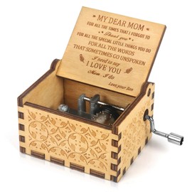 Mother from Son Music Box Hand Crank Engraved Musical Box-U R My Sunshine Mechanism Antique Vintage Personalizable on Birthday Party