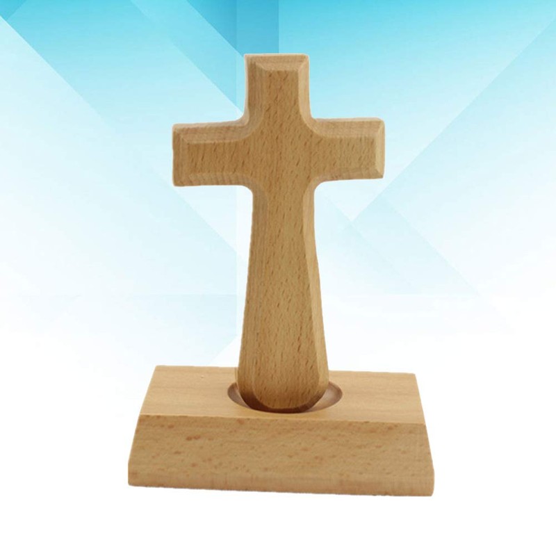 VOSAREA Christian Wooden Cross with Magnetic Base Decorations