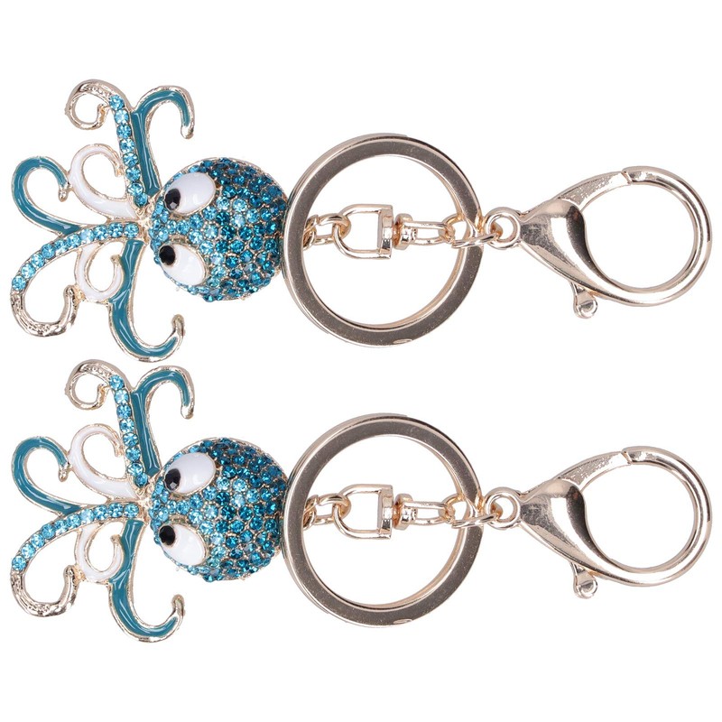 2 pieces metal key ring, octopus shaped keychain, cute keyring