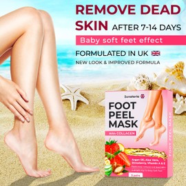 SUNATORIA Foot Peeling Mask - 2 Pack - Dermatologically Tested Foot Exfoliator - Instant Feet Scrubber Dead Skin, Callus Remover, Dry Cracked - Foot Peel Mask make Soft Baby Feet (Strawberry)