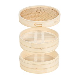 Restaurantware-Motomori 10 Inch Bamboo Steamer Set, 1 Reusable Dumpling Steamer - Includes 1 Lid And 1 Tier, Durable, Bamboo Asian Basket, For Steaming Vegetable, Meat, And More