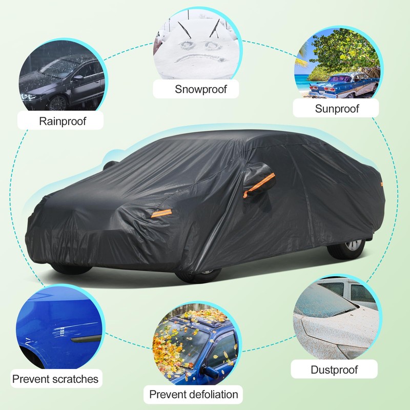 SEAZEN 7 Layers Car Cover Waterproof All Weather, Heavy Duty