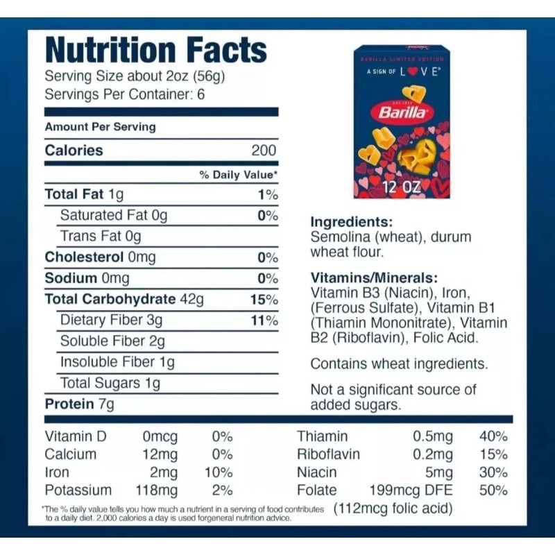 Barilla Limited Edition Barilla Heart Shaped Pasta Valentine's Day 12