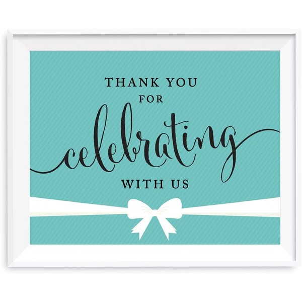 Andaz Press Party & Co. Collection, Thank You for Celebrating With Us Party Sign, 8.5x11-inch, 1-pack, For Diamond Inspired Birthday, Baby Bridal Shower, Baptism