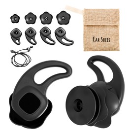 [EAR SUITS 4] Earsuit, Audible Earplugs, Natural Color, Developed for Water Sports, Surfing, SUP, Swimming, Kayaking, Wakeboarding, Canyoning, Surfers Ear Prevention (New) ES 4 Black