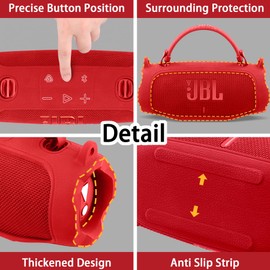 Aenllosi for JBL Charge 6 Wireless Bluetooth Speaker Silicone Cover Case with Adjustable Shoulder Strap,Red (Case Only)
