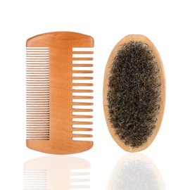 Kit de cuidado de barba para hombres con cepillo de barba y peine de barba, Facial barba afeitado limpieza Kit de aseo para peinar Cabello, Barba y Bigote, Regalos de Navidad para hombres