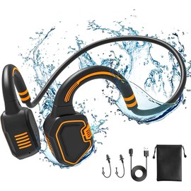 Swimming Headphones - Ultralight Bone Conduction Waterproof Bluetooth Headphones IP68 Waterproof Bluetooth 5.1 Open Ear Sports Wireless Headset with MP3 Play 16G Memory for Running Swimming Skiing