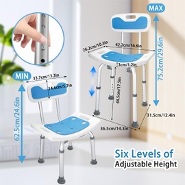 pxsulliao Elderly and Disabled Bathtub Stool Shower Chair for Inside Shower, Bathroom Tub Shower Transfer Bench Bath Seat for Seniors & Adults (Grey, Round Foot Mats)