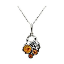 Amber & Sterling Silver Pendant Necklace