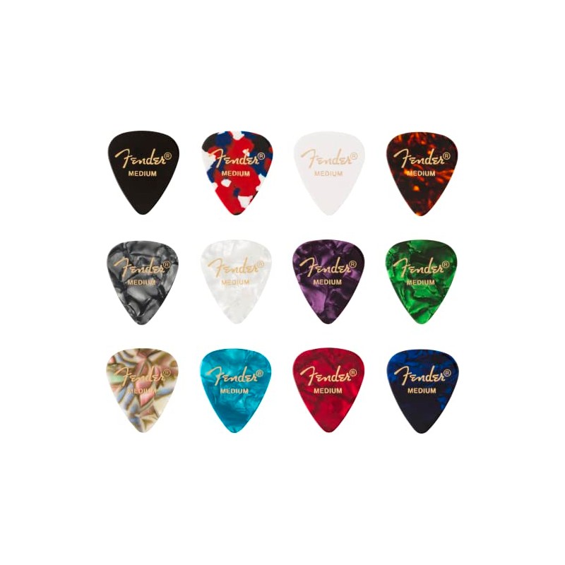 Fender Paquete de 12 Plumillas Premium de Guitarra, Celuloide, 351,