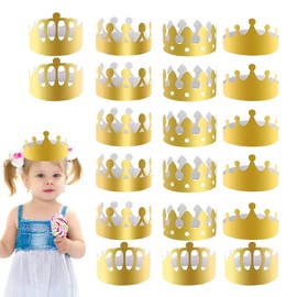 Paper Crowns for Kids - Adjustable Golden King Crowns | Golden Paper Hats Reusable in 4 Fun Designs for