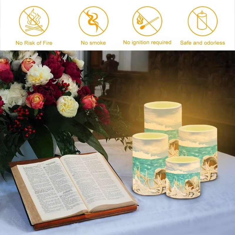 NETILGEN LED Flickering Candles Battery Operated Candles Set of 4