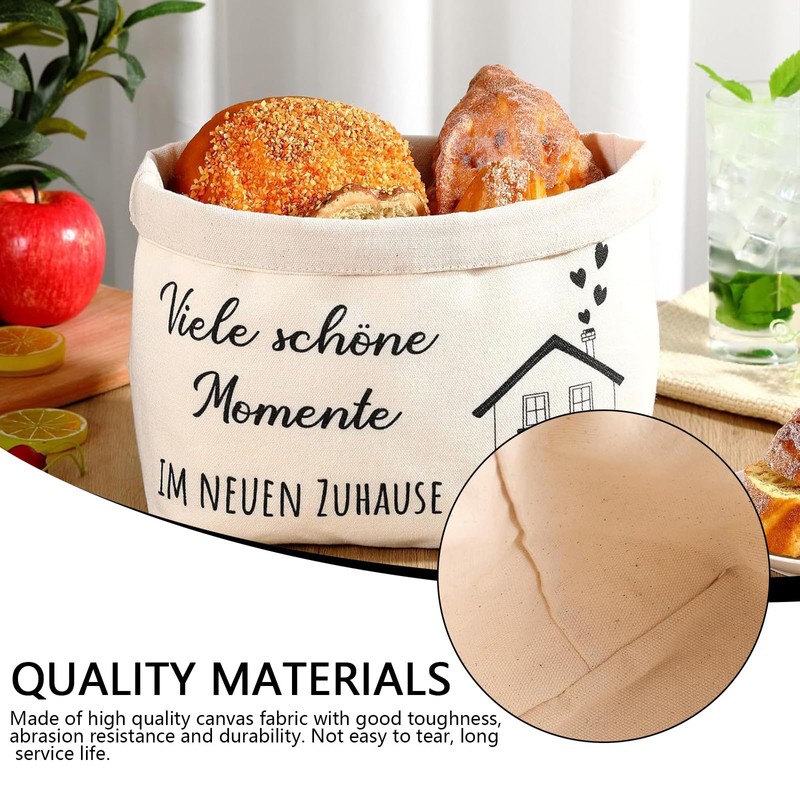 HERKINDNESS Bread Basket, Canvas Material Bread Basket, Modern, Beige Bread