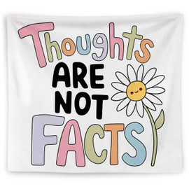 WNAGT Floral Mental Health Tapestry Wall Hanging, Therapist Office Decor, Floral Thoughts Are Not Facts Mental Health Wall Blanket Decor for Home Therapy Office Classroom, 50x60 Inch