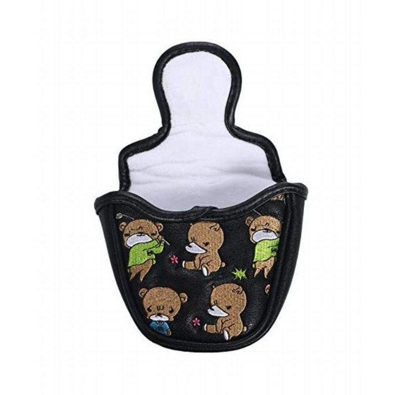 Anfang Mallet Magnetic Putter Cover with Bear Embroidery (White)