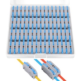 60 pcs XHF Blue Conductor Compact Connectors Lever Connectors Nuts, Electrical Connectors Wire Terminals for Any Circuit Inline Splices 28-12 AWG (SPL-1)