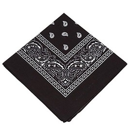 [UK SELLER] Men's/Women's Bandana Head Scarf Neck Scarves Paisley 100% COTTON (black)