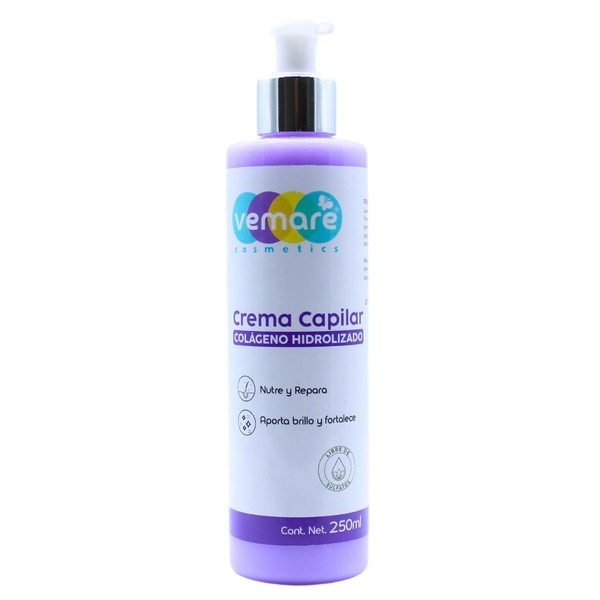Vemare Cosmetics Crema Capilar Colágeno Hidrolizado Hidratación de Raíz a