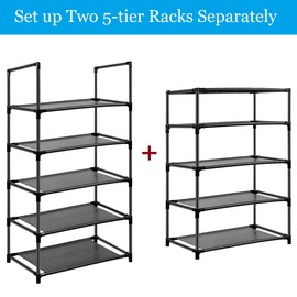 Easyhouse 10 Tier Metal Shoe Rack for Entryway, Closet, Bedroom, Narrow Tall Shelf Organizer for Space Saving Storage, Hold 18-22 Pairs of Shoes, Easy Assembly