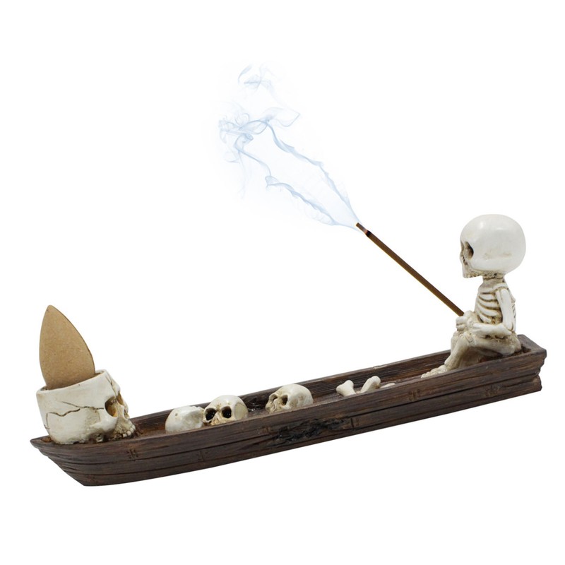 Skeleton Boat Incense Burner Holder Creative Incense Ash Catcher Tray