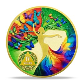 4 Year Sobriety Coin Gift Set | Dancing Woman Tree AA Chip Medallion with Coin Capsule | Sobriety Gifts for Anniversary Month & Year for Men & Women in Recovery