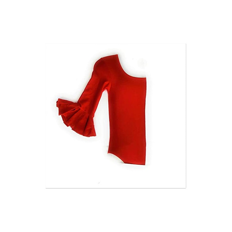 Girls Red Flamenco Dance Bodysuit, red