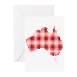 CafePress Red Dot Map Of Australia Greeting Cards Greeting Card (20-pack), Note Card with Blank Inside, Birthday Card Matte