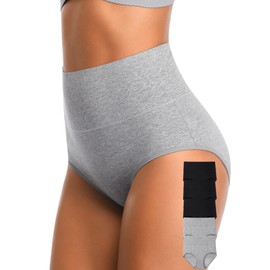 CULAYII Tummy Control Underwear for Women High Waisted Full Coverage Ladies Underwear Soft Stretch Cotton Postpartum Briefs Underwear Panties Pack(M)