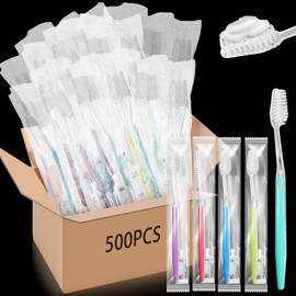 Maxcheck 500 Sets Disposable Toothbrushes Bulk with Toothpaste Individually Wrapped Homeless Supplies Travel Toothbrush for Hotel Camping School