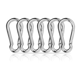 Small Carabiner Clip Spring Snap Hooks 304 Stainless Steel Metal Clip M6 Locking Carribenares for Hammock Swing Set Hiking Camping Fishing (6 PCS)
