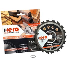 HERO Circular Saw Blade 160 x 20/16 mm 18 Teeth Carbide Saw Blade TCT Replacement Saw Blade for Woodworking Soft & Hardwood, Non-Ferrous Metals Universal Hand Saw, Mitre Saw, Table Saw, Chop Saw