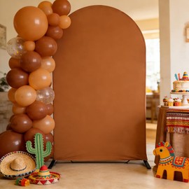 Mexican Fiesta Cielito Lindo Stretch Arch Cover Backdrop for Wedding Bridal Shower Baby Shower Birthday Party Terracotta Orange Decoration (G-3859,7.2FT (7.2x4ft))