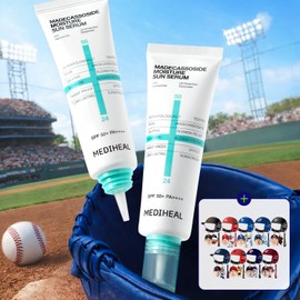 MediHeal [KBO 선수 키링 랜덤 증정] 메디힐 마데카소사이드 수분 선 세럼 흔적 리페어 50g+50g 기획 [KBO Player Keyring Random Gift] Mediheal Madecassoside Moisture Sun Serum Mark Repair 50g+50g Set